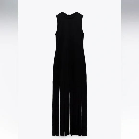 RARE ZARA LONG FRINGED DRESS - Picture 9 of 11